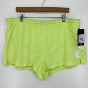 Reebok Winners Vector Shorts Women's 2XL Shadow Lime Green Drawstring 3" Inseam